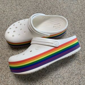 Platform Rainbow Crocs